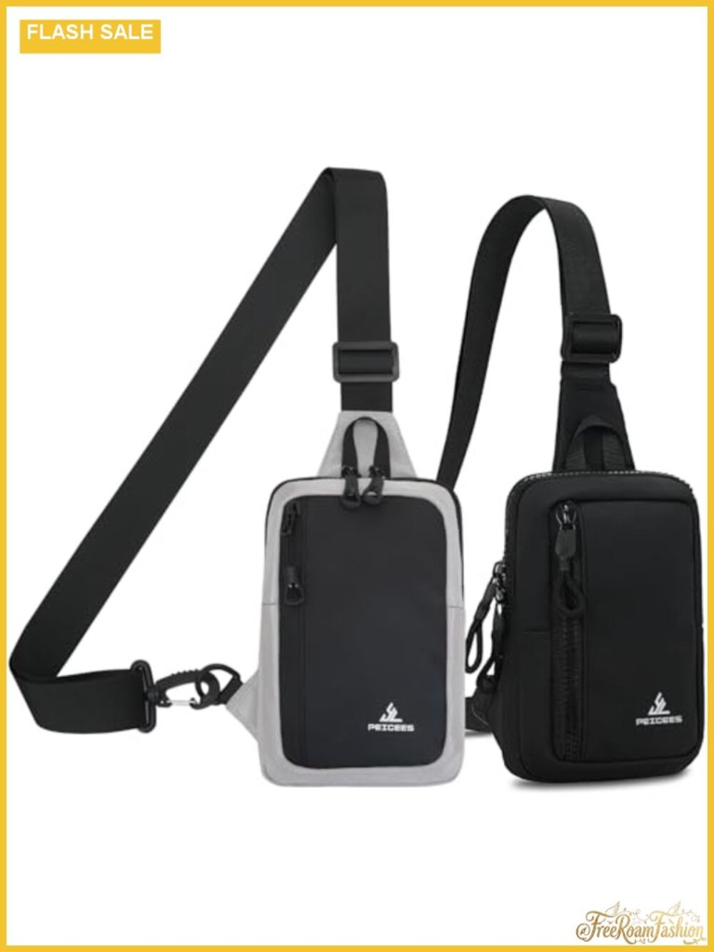 Pack of 2 Nylon Crossbody Sling Bags Dual Pocket Water Resistant Fanny Pack